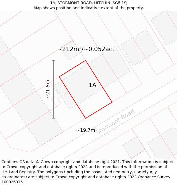 1A, STORMONT ROAD, HITCHIN, SG5 1SJ: Plot and title map