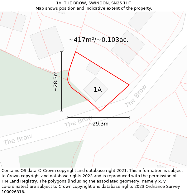 1A, THE BROW, SWINDON, SN25 1HT: Plot and title map