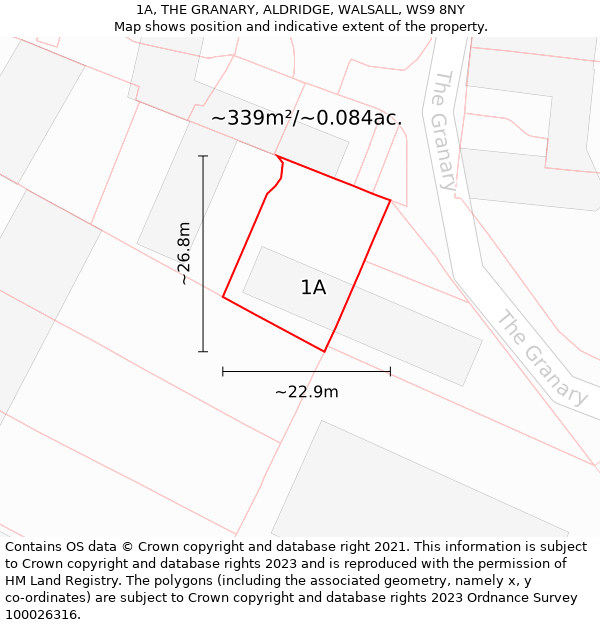 1A, THE GRANARY, ALDRIDGE, WALSALL, WS9 8NY: Plot and title map