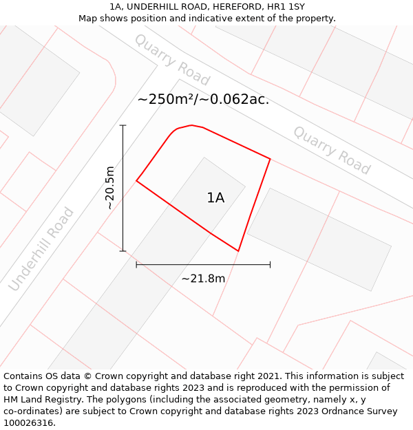 1A, UNDERHILL ROAD, HEREFORD, HR1 1SY: Plot and title map