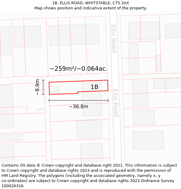 1B, ELLIS ROAD, WHITSTABLE, CT5 2AX: Plot and title map