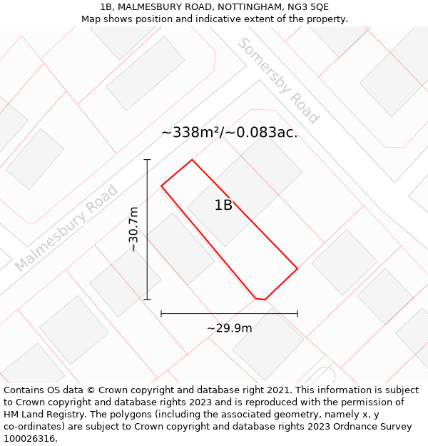 1B, MALMESBURY ROAD, NOTTINGHAM, NG3 5QE: Plot and title map