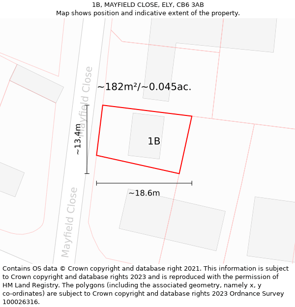 1B, MAYFIELD CLOSE, ELY, CB6 3AB: Plot and title map