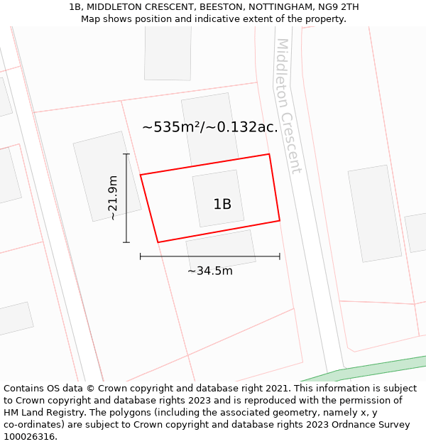 1B, MIDDLETON CRESCENT, BEESTON, NOTTINGHAM, NG9 2TH: Plot and title map