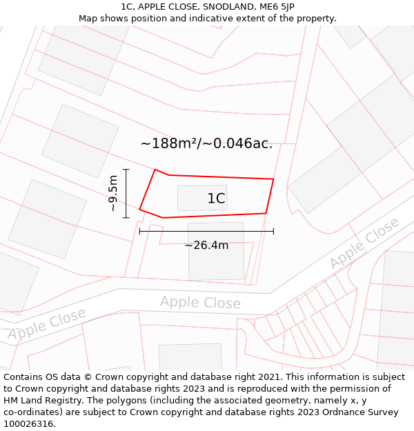 1C, APPLE CLOSE, SNODLAND, ME6 5JP: Plot and title map