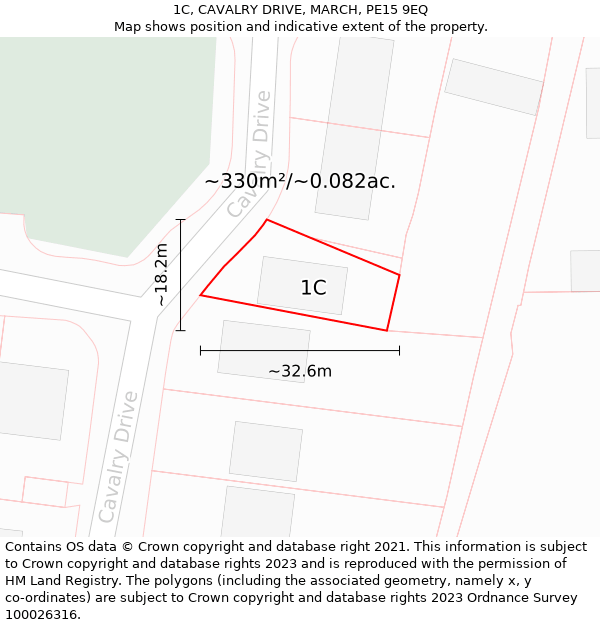 1C, CAVALRY DRIVE, MARCH, PE15 9EQ: Plot and title map