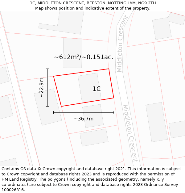 1C, MIDDLETON CRESCENT, BEESTON, NOTTINGHAM, NG9 2TH: Plot and title map