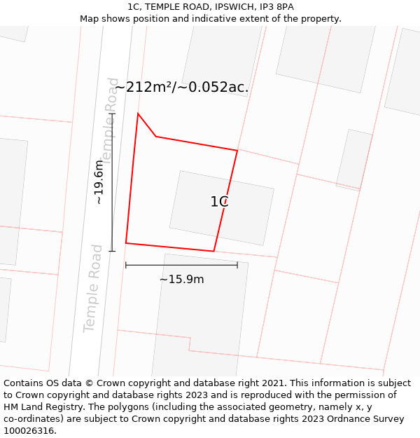 1C, TEMPLE ROAD, IPSWICH, IP3 8PA: Plot and title map