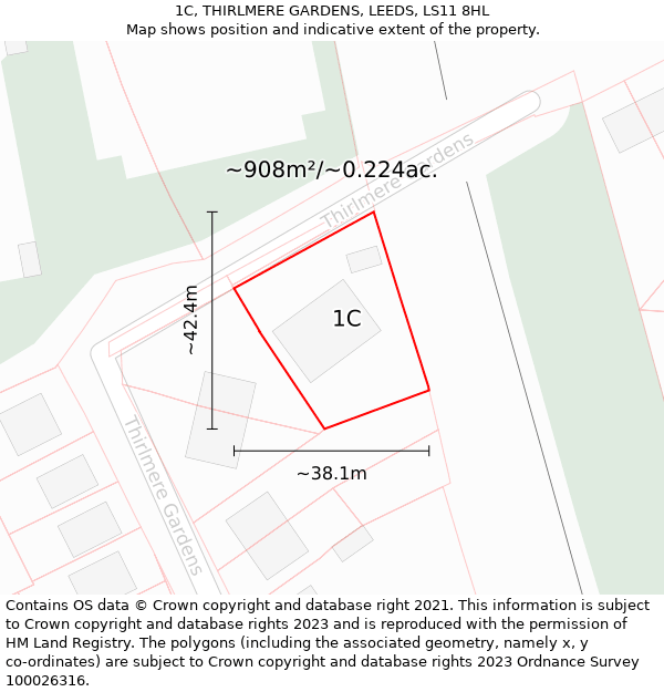 1C, THIRLMERE GARDENS, LEEDS, LS11 8HL: Plot and title map