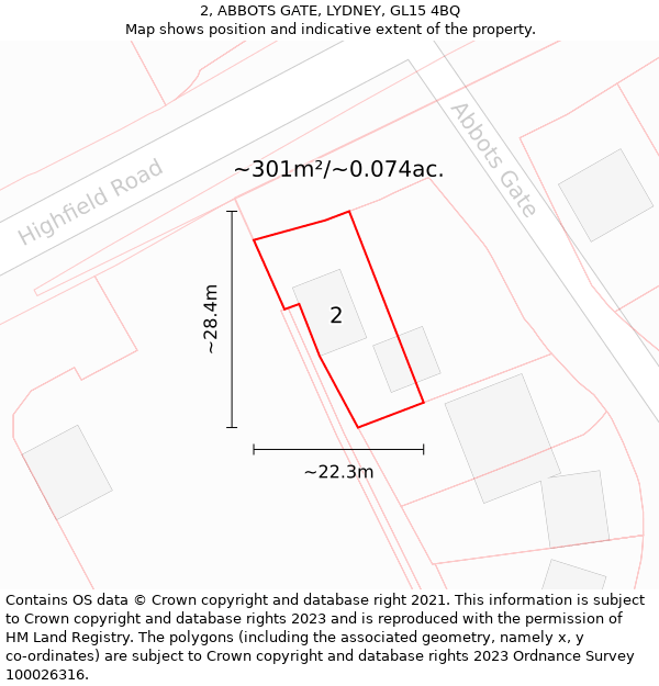 2, ABBOTS GATE, LYDNEY, GL15 4BQ: Plot and title map