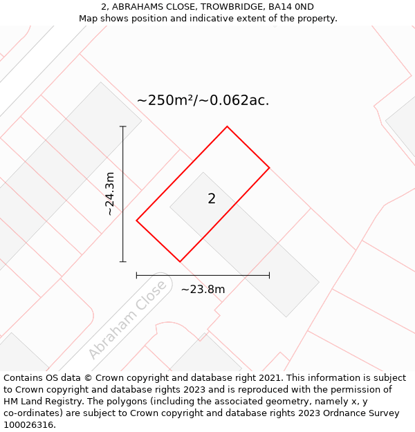 2, ABRAHAMS CLOSE, TROWBRIDGE, BA14 0ND: Plot and title map