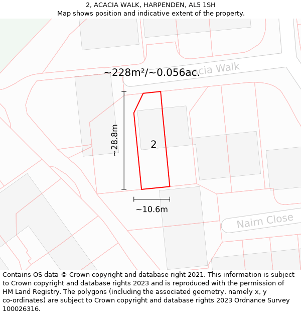 2, ACACIA WALK, HARPENDEN, AL5 1SH: Plot and title map