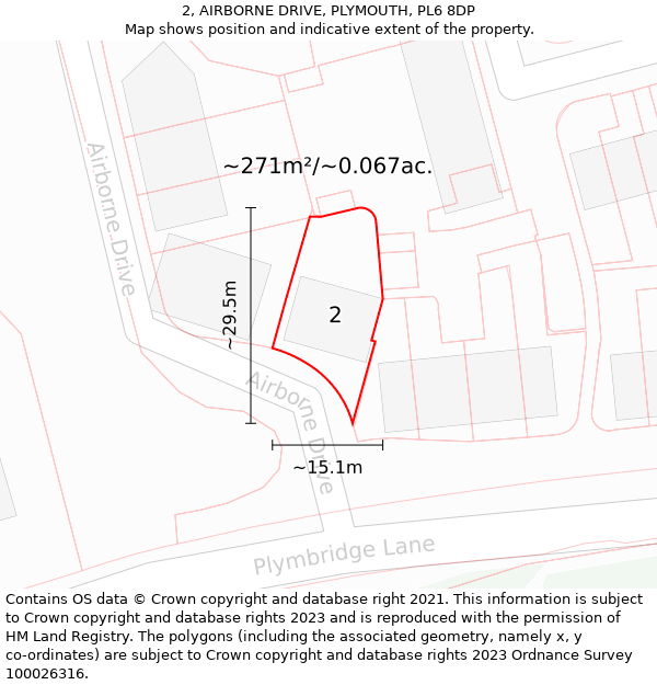 2, AIRBORNE DRIVE, PLYMOUTH, PL6 8DP: Plot and title map