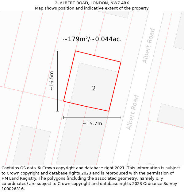 2, ALBERT ROAD, LONDON, NW7 4RX: Plot and title map