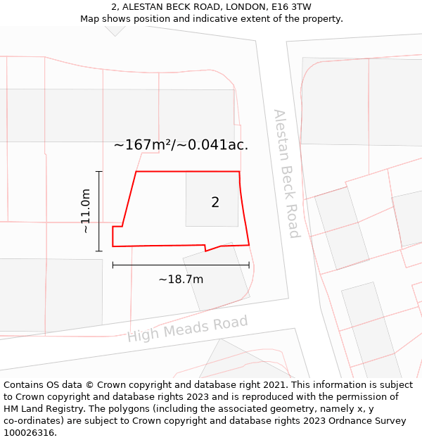 2, ALESTAN BECK ROAD, LONDON, E16 3TW: Plot and title map