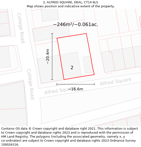 2, ALFRED SQUARE, DEAL, CT14 6LS: Plot and title map