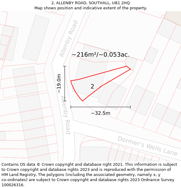 2, ALLENBY ROAD, SOUTHALL, UB1 2HQ: Plot and title map