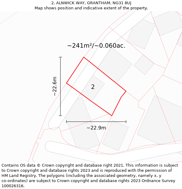 2, ALNWICK WAY, GRANTHAM, NG31 8UJ: Plot and title map