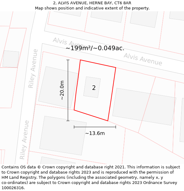 2, ALVIS AVENUE, HERNE BAY, CT6 8AR: Plot and title map