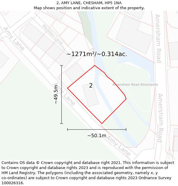 2, AMY LANE, CHESHAM, HP5 1NA: Plot and title map