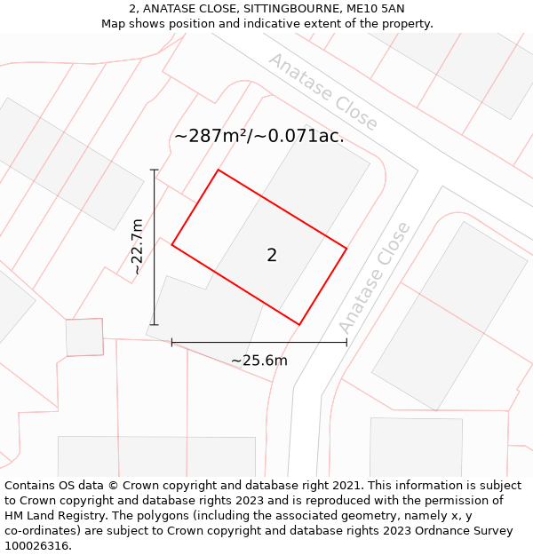 2, ANATASE CLOSE, SITTINGBOURNE, ME10 5AN: Plot and title map