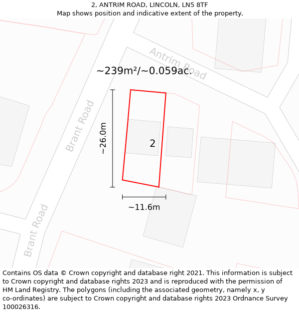 2, ANTRIM ROAD, LINCOLN, LN5 8TF: Plot and title map