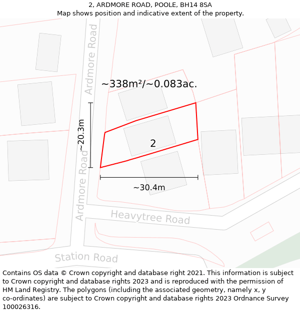 2, ARDMORE ROAD, POOLE, BH14 8SA: Plot and title map