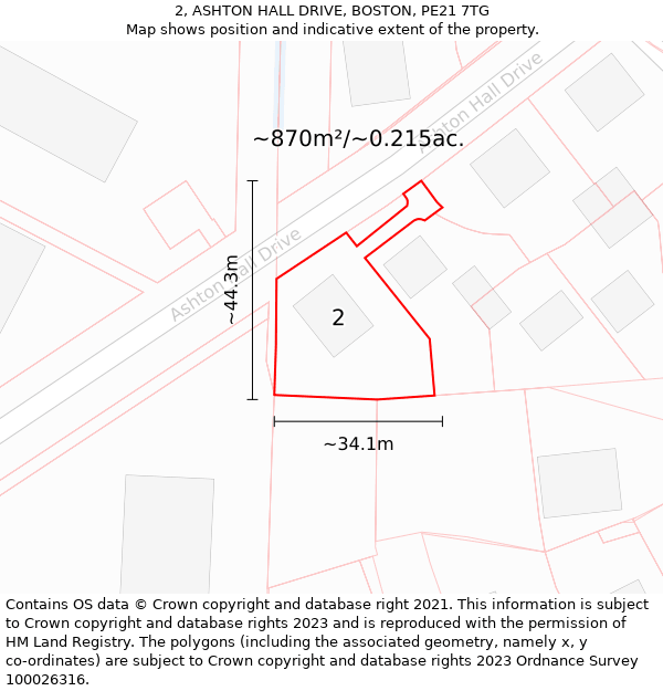 2, ASHTON HALL DRIVE, BOSTON, PE21 7TG: Plot and title map