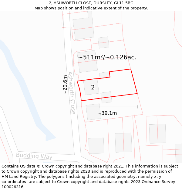 2, ASHWORTH CLOSE, DURSLEY, GL11 5BG: Plot and title map