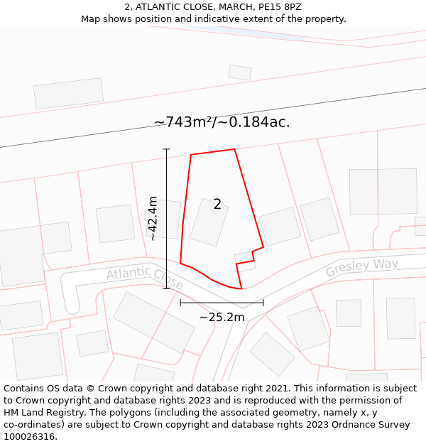 2, ATLANTIC CLOSE, MARCH, PE15 8PZ: Plot and title map