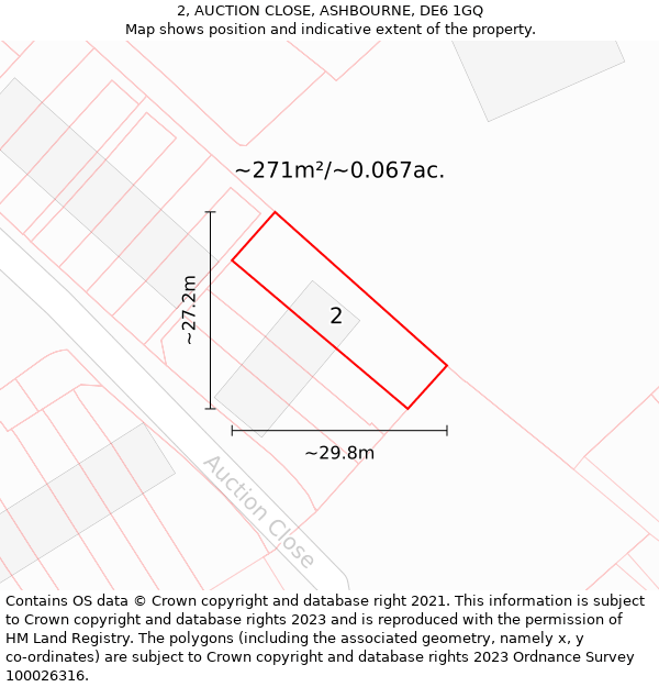 2, AUCTION CLOSE, ASHBOURNE, DE6 1GQ: Plot and title map