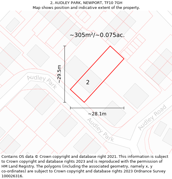 2, AUDLEY PARK, NEWPORT, TF10 7GH: Plot and title map