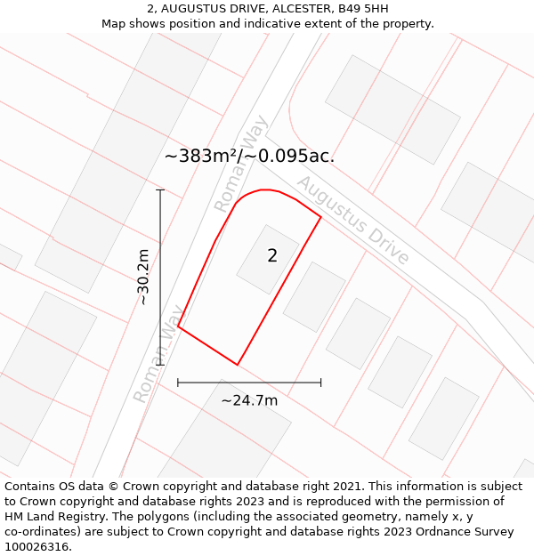 2, AUGUSTUS DRIVE, ALCESTER, B49 5HH: Plot and title map