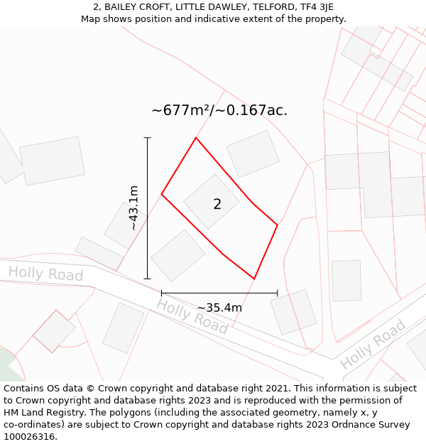 2, BAILEY CROFT, LITTLE DAWLEY, TELFORD, TF4 3JE: Plot and title map