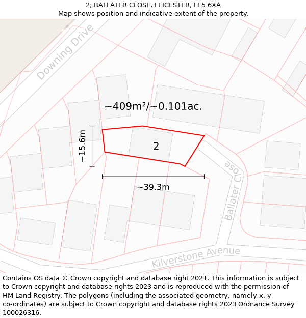 2, BALLATER CLOSE, LEICESTER, LE5 6XA: Plot and title map