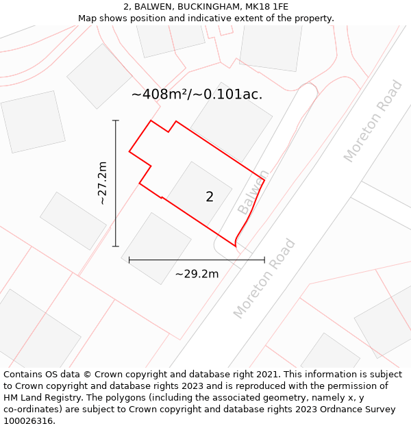 2, BALWEN, BUCKINGHAM, MK18 1FE: Plot and title map