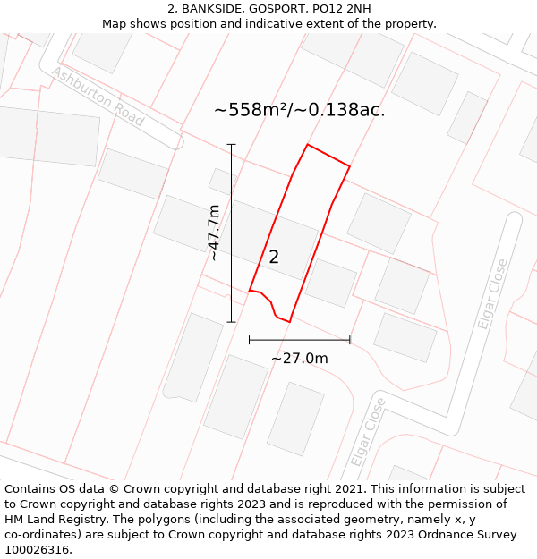 2, BANKSIDE, GOSPORT, PO12 2NH: Plot and title map