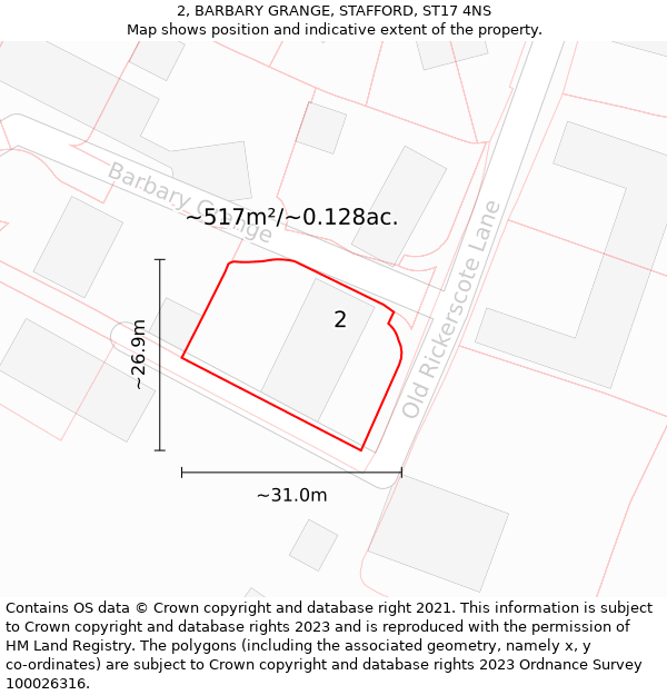 2, BARBARY GRANGE, STAFFORD, ST17 4NS: Plot and title map