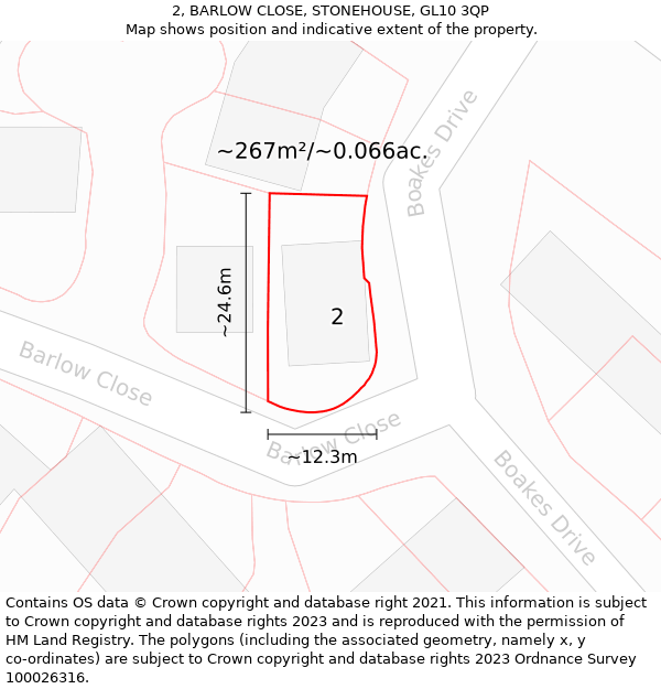 2, BARLOW CLOSE, STONEHOUSE, GL10 3QP: Plot and title map