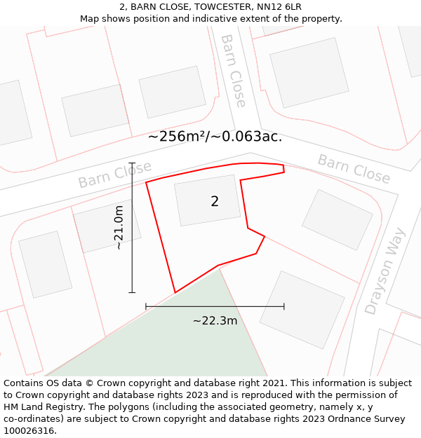 2, BARN CLOSE, TOWCESTER, NN12 6LR: Plot and title map