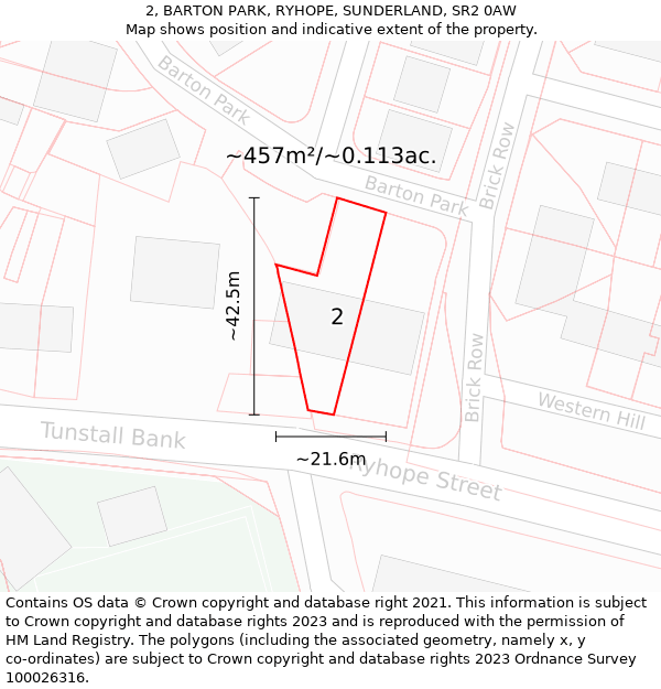 2, BARTON PARK, RYHOPE, SUNDERLAND, SR2 0AW: Plot and title map