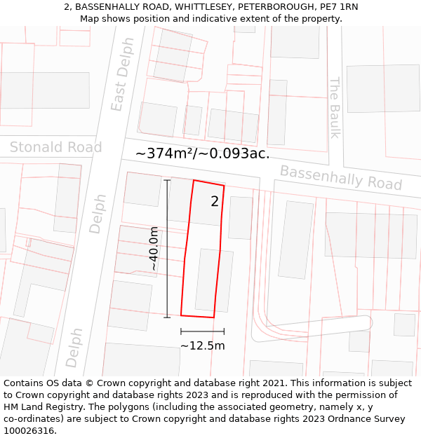 2, BASSENHALLY ROAD, WHITTLESEY, PETERBOROUGH, PE7 1RN: Plot and title map