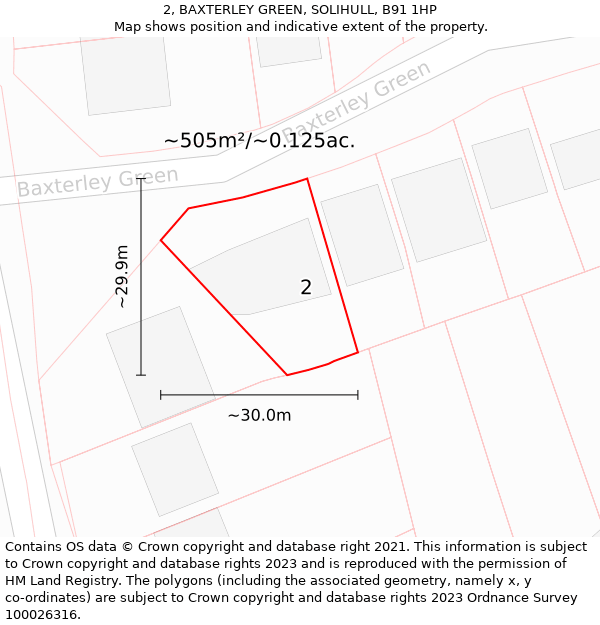 2, BAXTERLEY GREEN, SOLIHULL, B91 1HP: Plot and title map