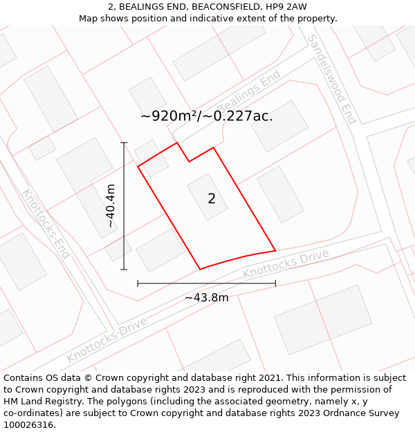 2, BEALINGS END, BEACONSFIELD, HP9 2AW: Plot and title map