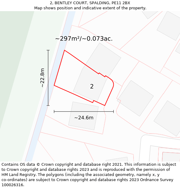 2, BENTLEY COURT, SPALDING, PE11 2BX: Plot and title map