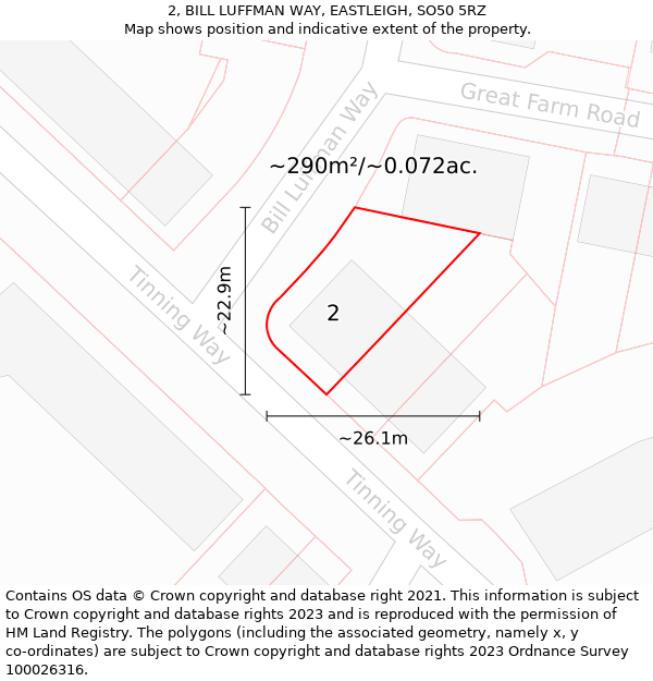 2, BILL LUFFMAN WAY, EASTLEIGH, SO50 5RZ: Plot and title map