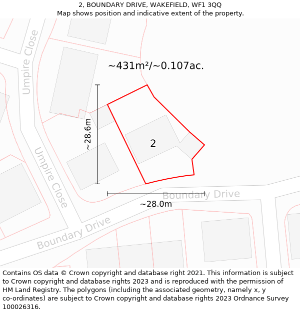 2, BOUNDARY DRIVE, WAKEFIELD, WF1 3QQ: Plot and title map