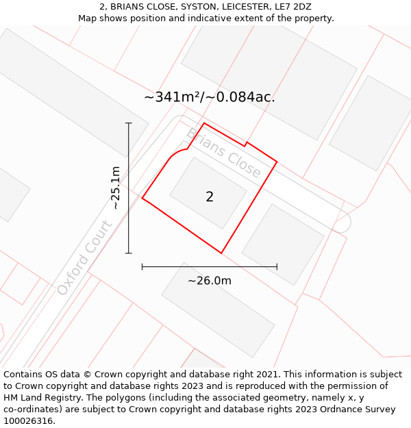 2, BRIANS CLOSE, SYSTON, LEICESTER, LE7 2DZ: Plot and title map