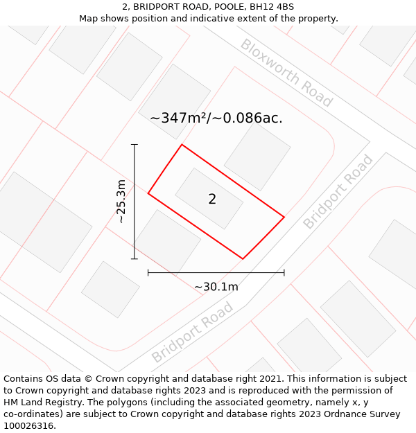 2, BRIDPORT ROAD, POOLE, BH12 4BS: Plot and title map