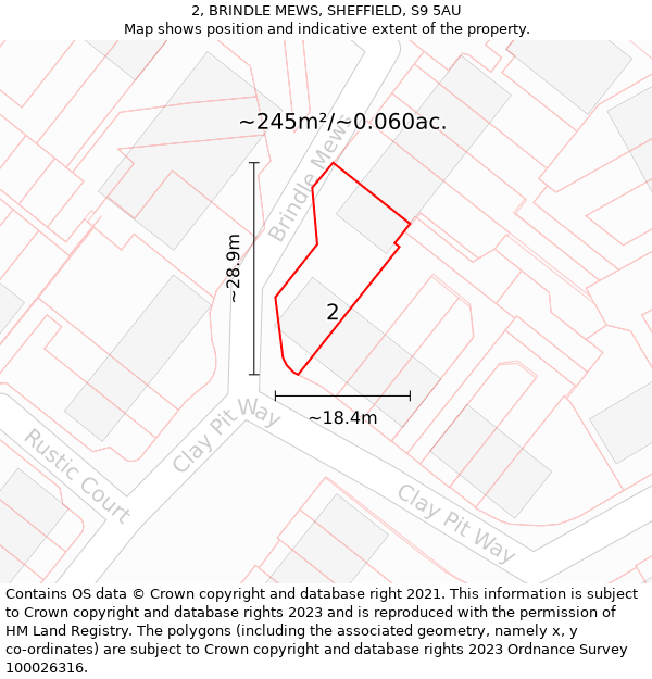 2, BRINDLE MEWS, SHEFFIELD, S9 5AU: Plot and title map